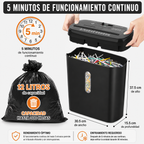 Trituradora de Papel 10 Hojas — Nivel P-2, Destruye CDs y Tarjetas, Canasta 12L, Certificación ETL