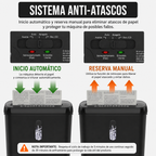 Trituradora de Papel 10 Hojas — Nivel P-2, Destruye CDs y Tarjetas, Canasta 12L, Certificación ETL