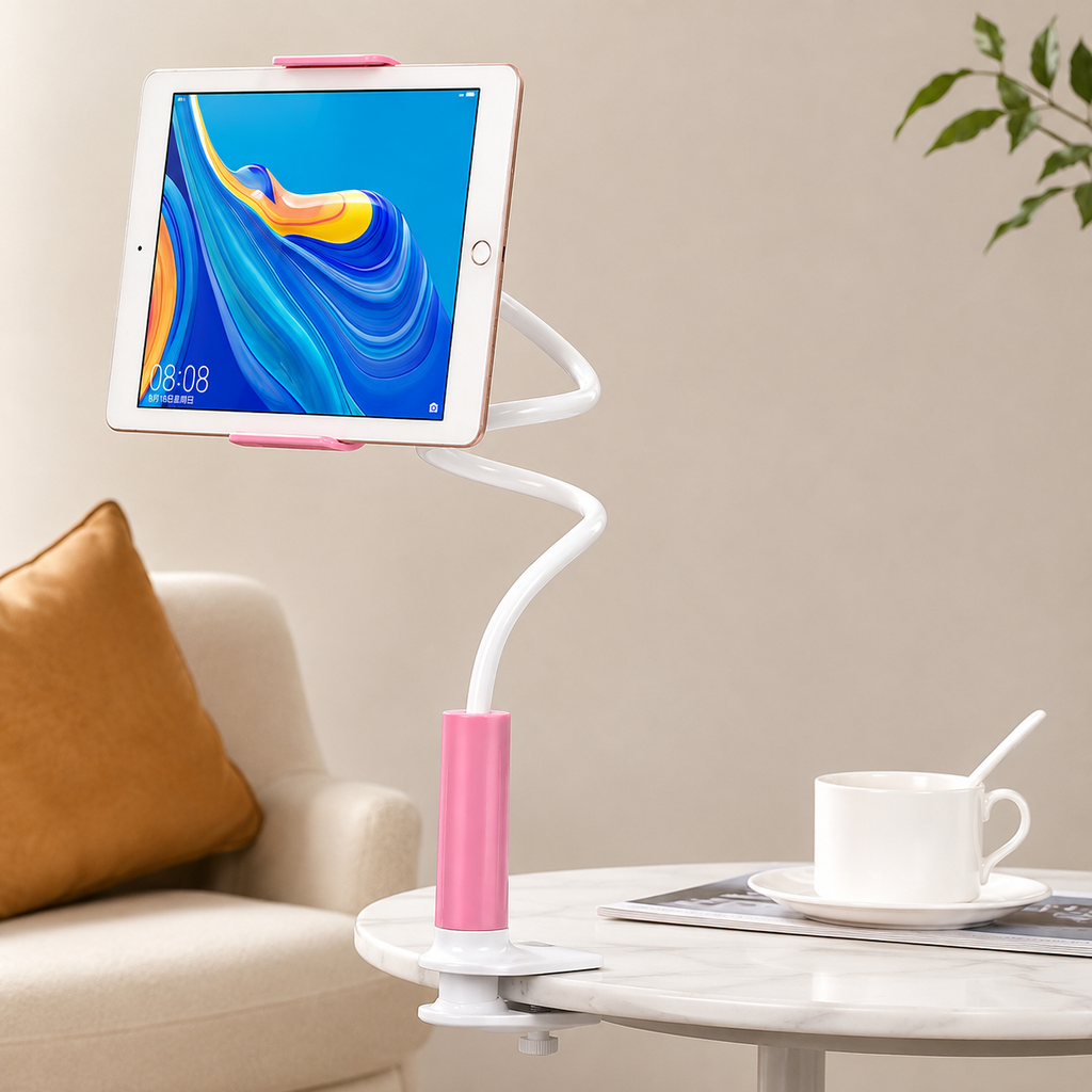 Soporte Flexible para Celular y Tablet con Base Espiral 360° — Brazo Ajustable, Rotación Total