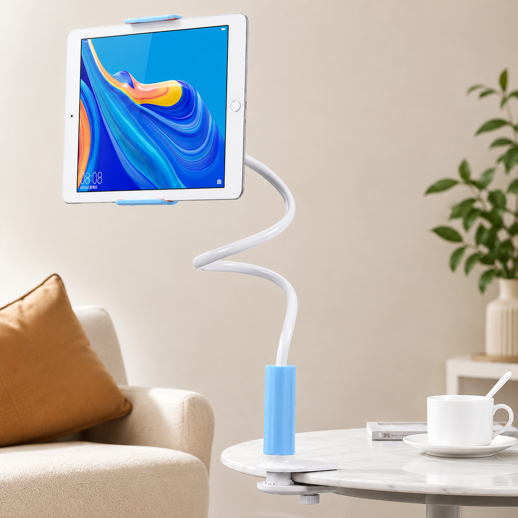 Soporte Flexible para Celular y Tablet con Base Espiral 360° — Brazo Ajustable, Rotación Total