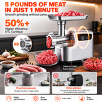 Picadora de carne eléctrica 700W — 3 placas, tubos para embutidos y accesorio para kubbe
