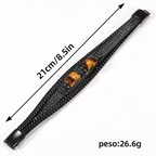 Pulsera de Piedra Ojo de Tigre Natural — Cuero Trenzado Multicapa