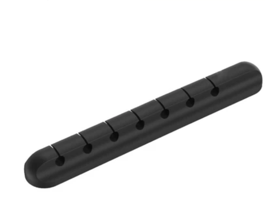 Organizador de Cables de Silicona con Clips Adhesivos — Silicona Orgánica, Negro, Para Escritorio