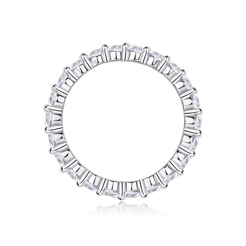 Anillo Eternity con Moissanitas Redondas — Brillo Tipo Diamante en Plata