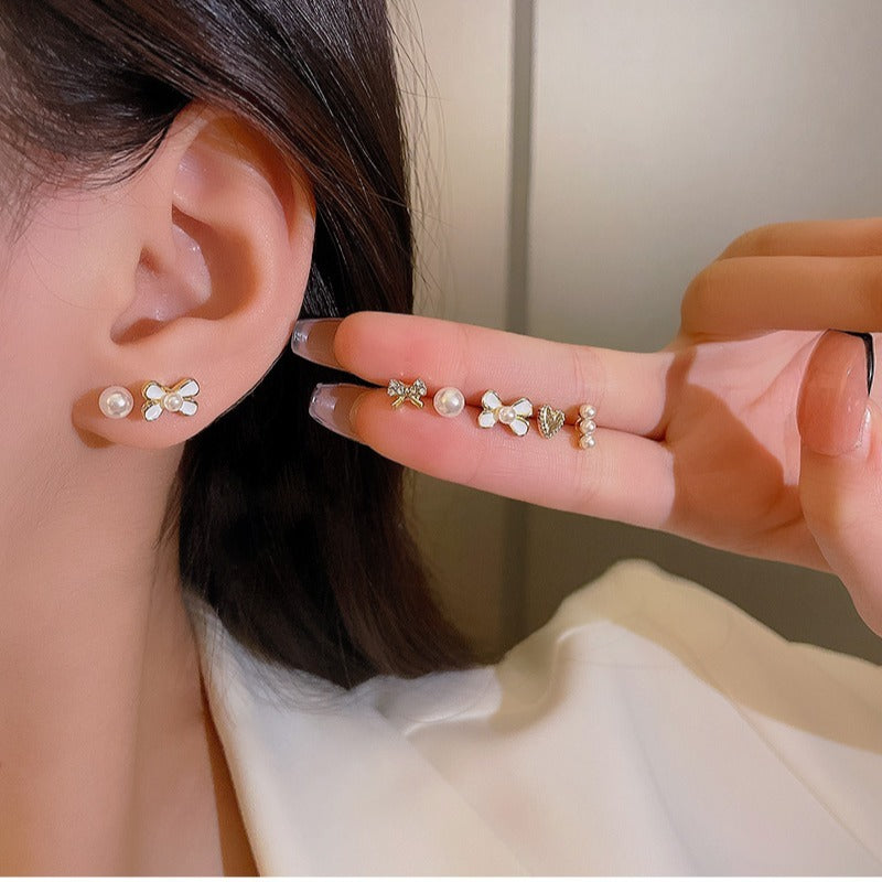 Set de 6 Pares de Aretes Tipo Stud — Estilo Minimalista con Acabado Brillante