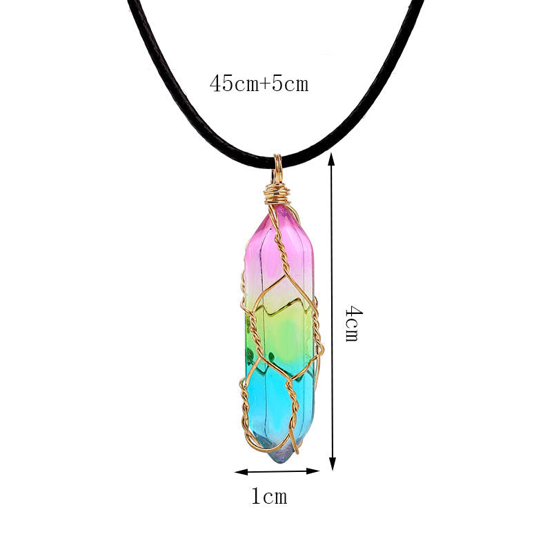 Collar de Cristal Transparente Multicolor — Diseño Geométrico y Estilo Natural