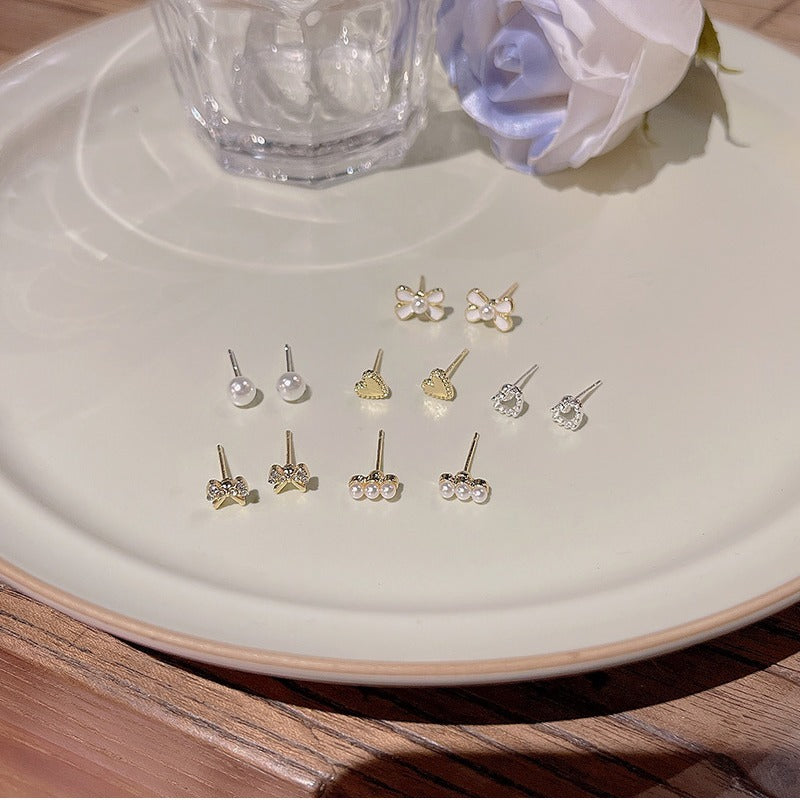 Set de 6 Pares de Aretes Tipo Stud — Estilo Minimalista con Acabado Brillante