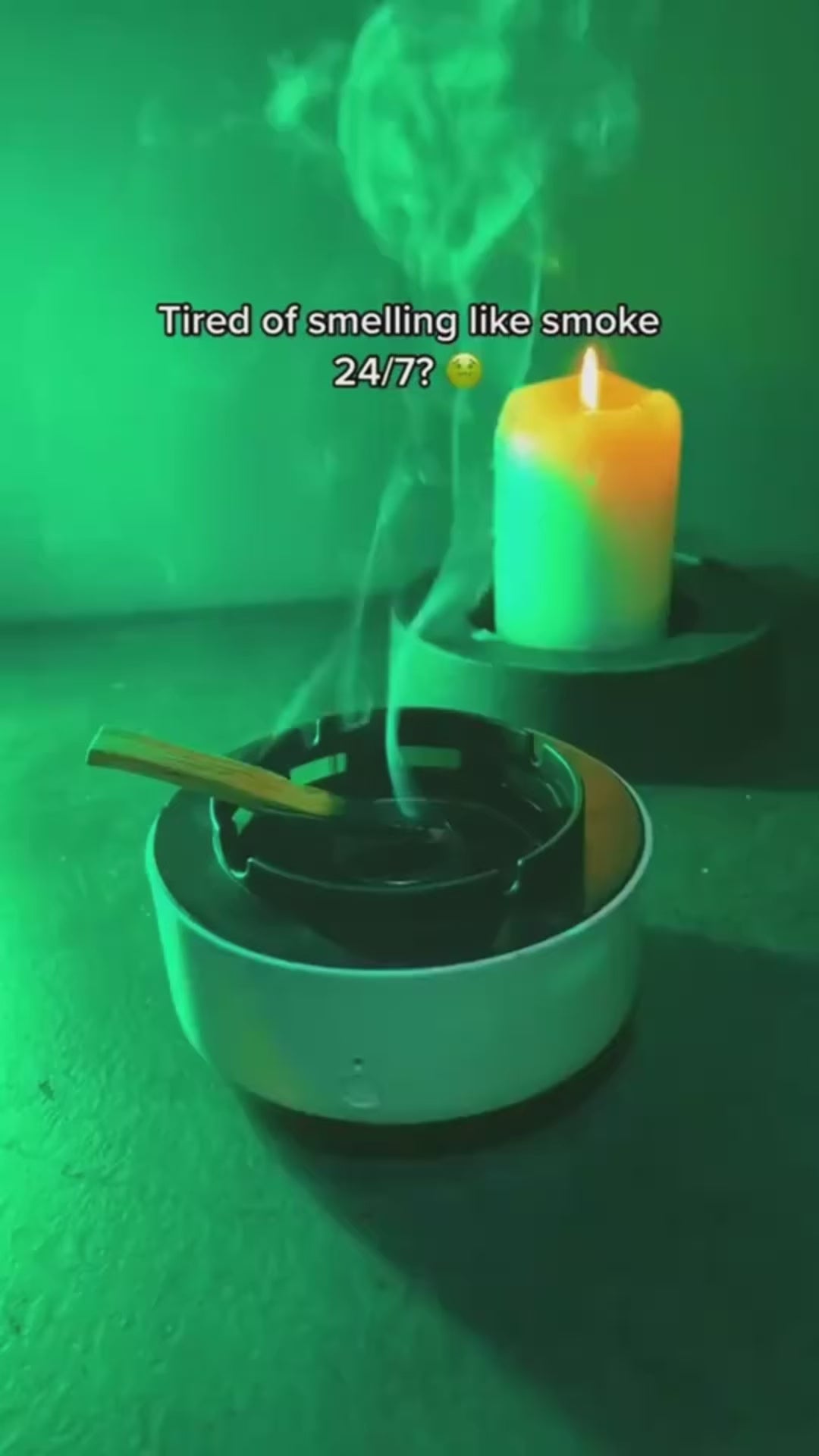 Cenicero Purificador de Aire con Ionizador — Elimina Olores, Silencioso, Portátil, ABS