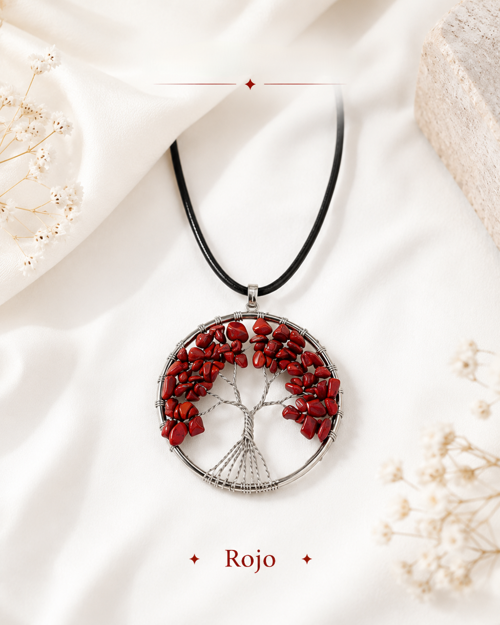 Collar Árbol de la Vida en Piedra Natural — Estilo Artesanal Kabala