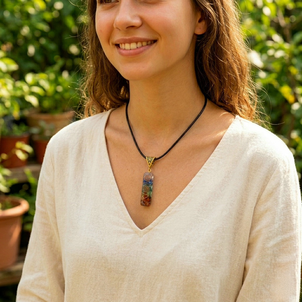 Collar de Piedra Natural 7 Chakras — Amuleto de Meditación y Energía