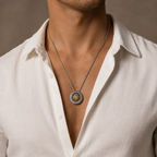 Collar con Colgante Oriental Giratorio — Bicolor Plata y Oro, Estilo Retro Étnico