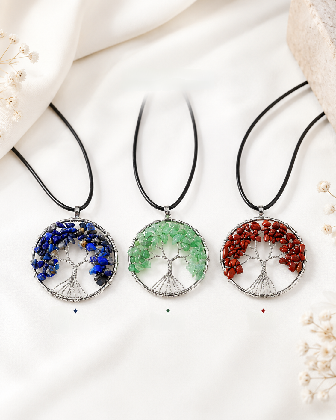 Collar Árbol de la Vida en Piedra Natural — Estilo Artesanal Kabala