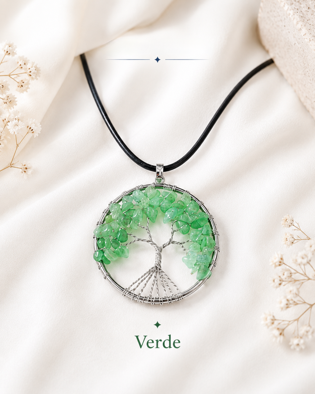 Collar Árbol de la Vida en Piedra Natural — Estilo Artesanal Kabala
