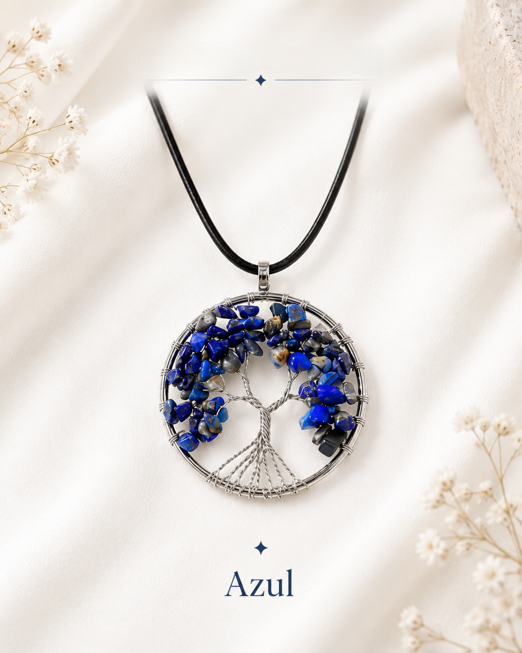 Collar Árbol de la Vida en Piedra Natural — Estilo Artesanal Kabala